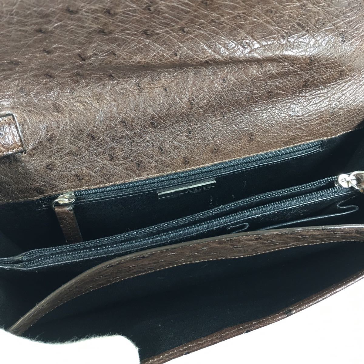 [a* test -ni] genuine article a.testoni Ostrich tea second bag hand strap clutch bag . bird men's Italy made postage 520 jpy 