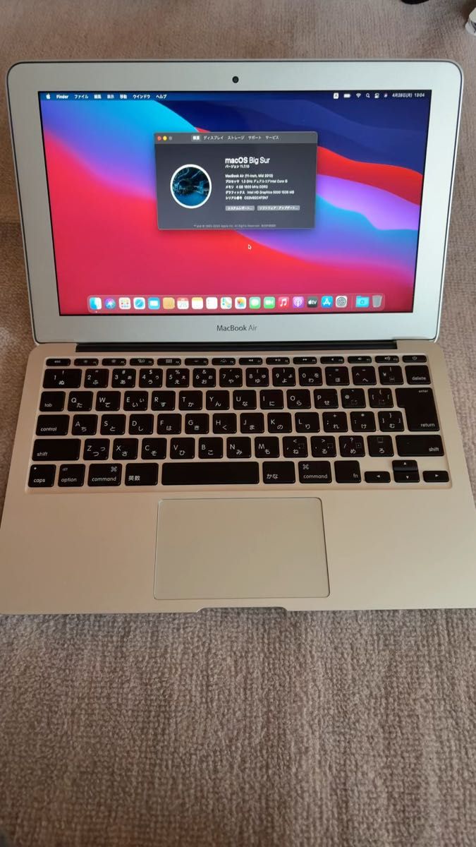 Apple MacBook Air 11inch A1465 SSD 動作品 Big sur MagSafe充電器付