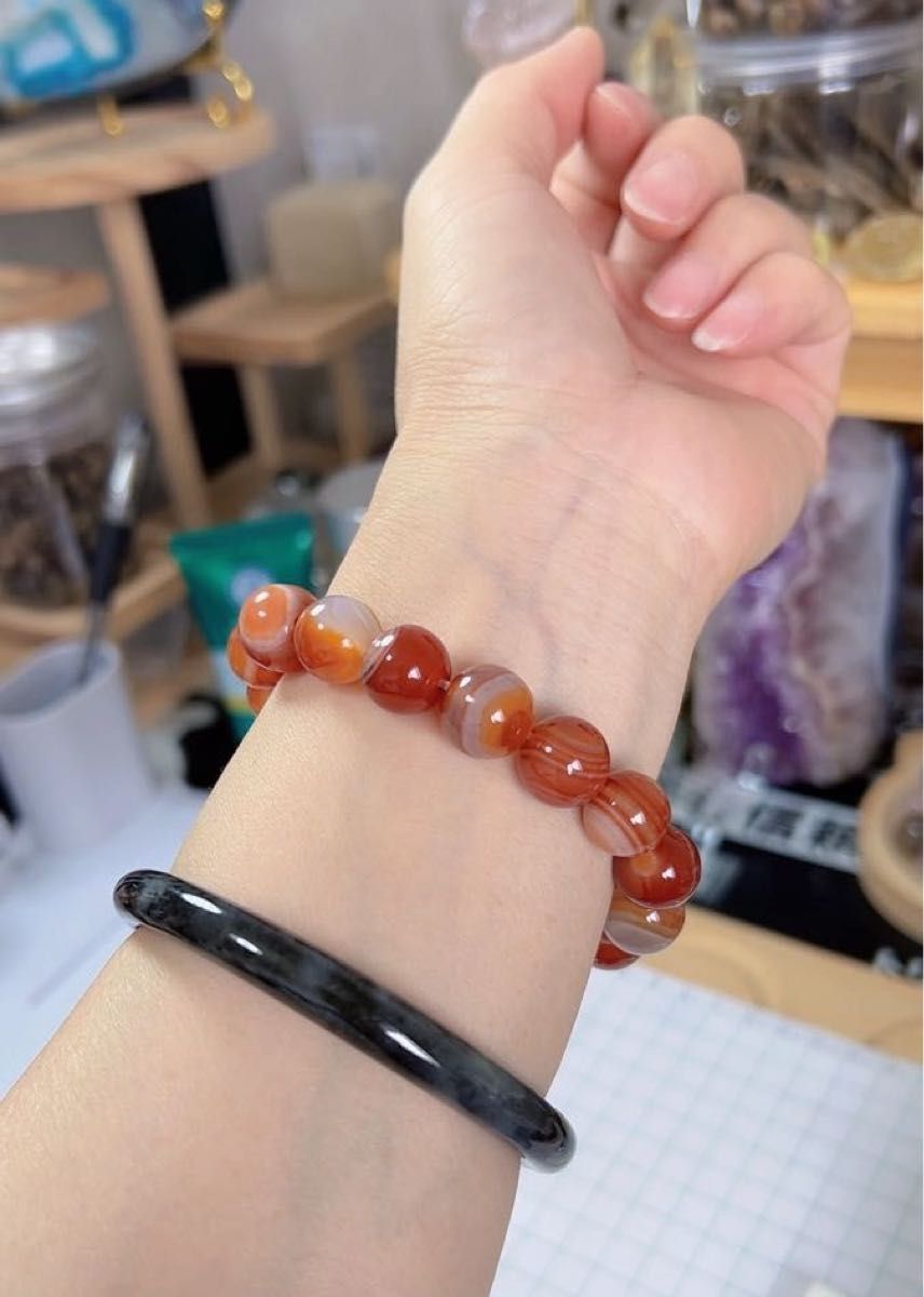 天然瑪瑙12mm ブレスレット16 5cm 天然石 パワーストーン 浄化 天然瑪瑙12mm ブレスレット16 5cm 天然石 パワーストーン 浄化