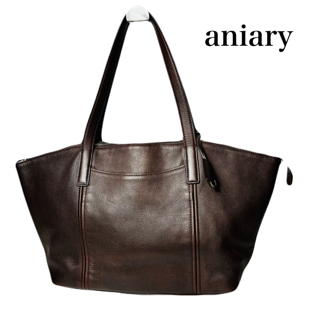 美品】aniary トートバッグ 舟型 レザー ダークブラウン B4収納 美品】aniary トートバッグ 舟型 レザー ダークブラウン B4収納