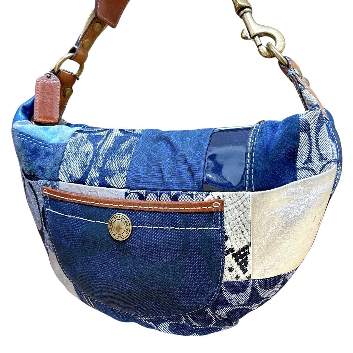 美品 コーチ COACH ワンショルダーバッグ ハンドバッグ デニム 美品 コーチ COACH ワンショルダーバッグ ハンドバッグ デニム