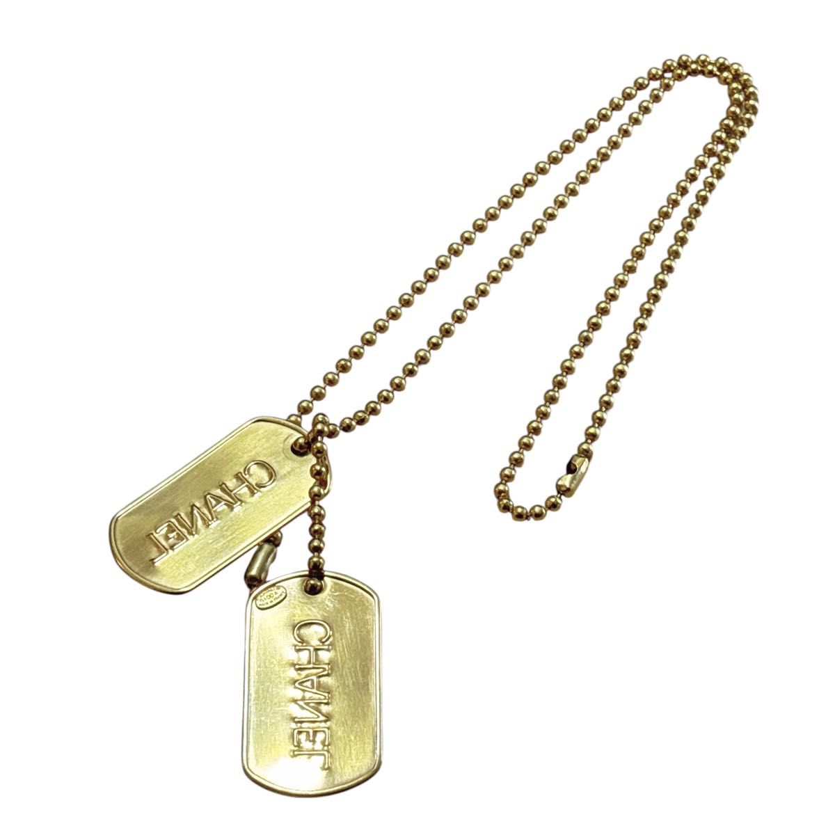 希少 レア シャネル CHANEL ネックレス ダッグタグ ロゴプレート 希少 レア シャネル CHANEL ネックレス ダッグタグ ロゴプレート