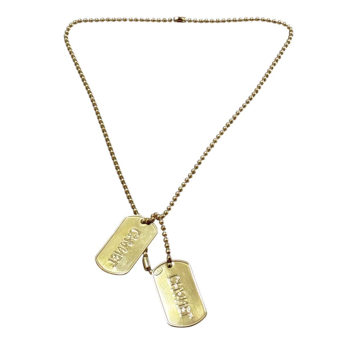 希少 レア シャネル CHANEL ネックレス ダッグタグ ロゴプレート 希少 レア シャネル CHANEL ネックレス ダッグタグ ロゴプレート