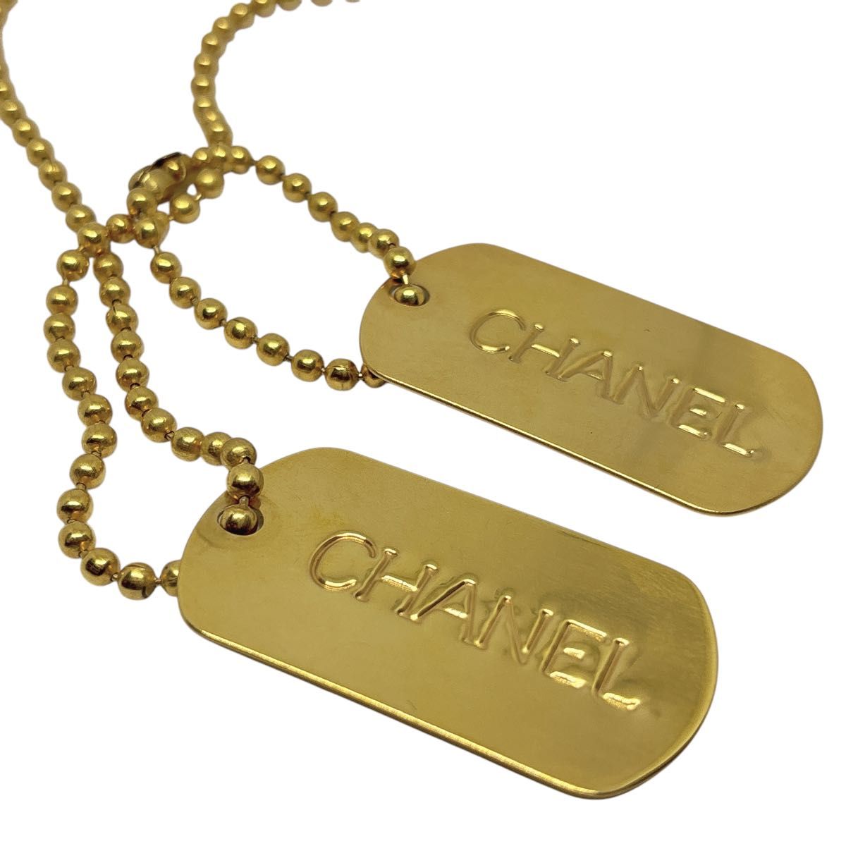 希少 レア シャネル CHANEL ネックレス ダッグタグ ロゴプレート 希少 レア シャネル CHANEL ネックレス ダッグタグ ロゴプレート