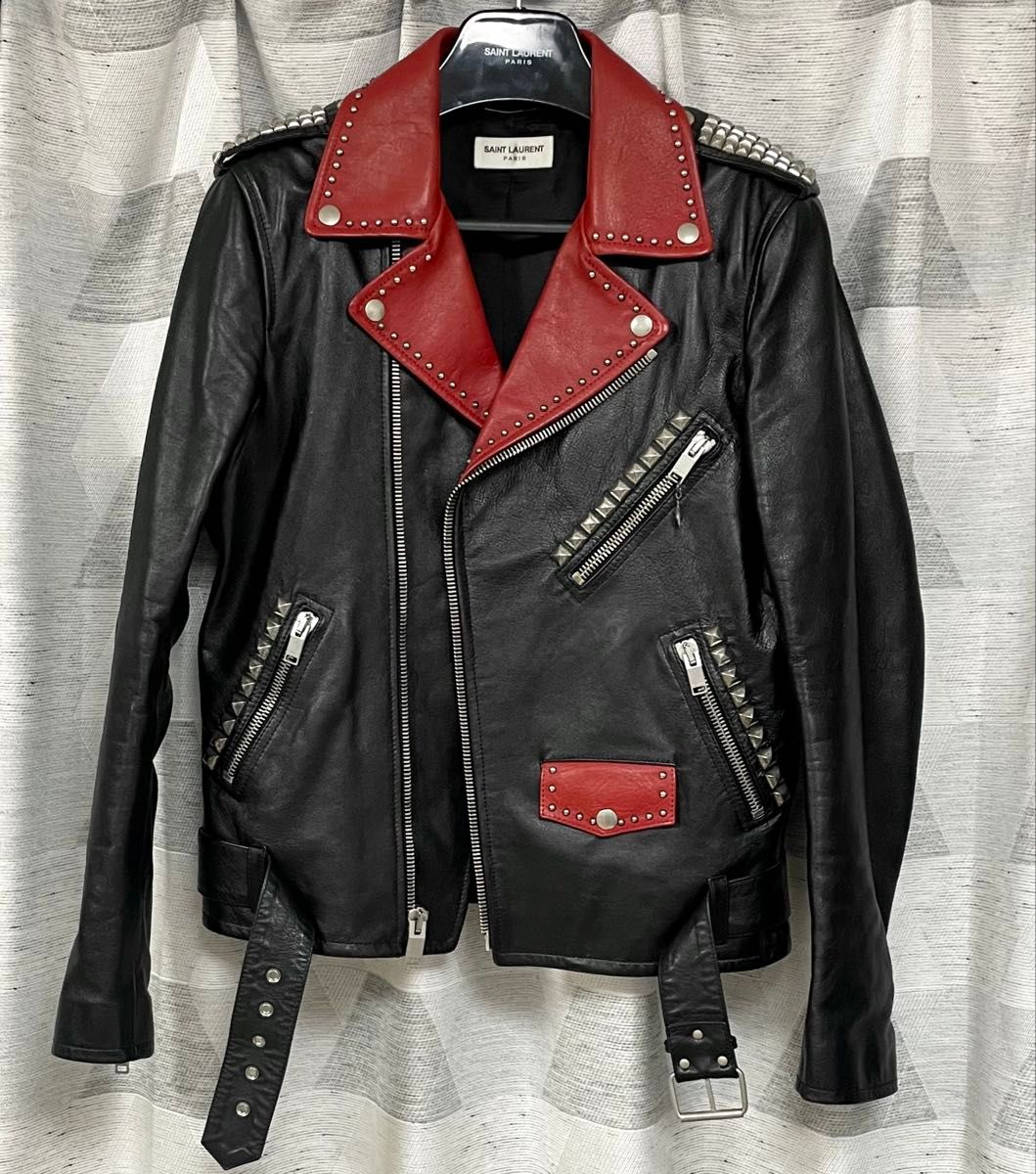 定価120万 16SS サンローランパリ スタッズ ダブルレザー 定価120万 16SS サンローランパリ スタッズ ダブルレザー