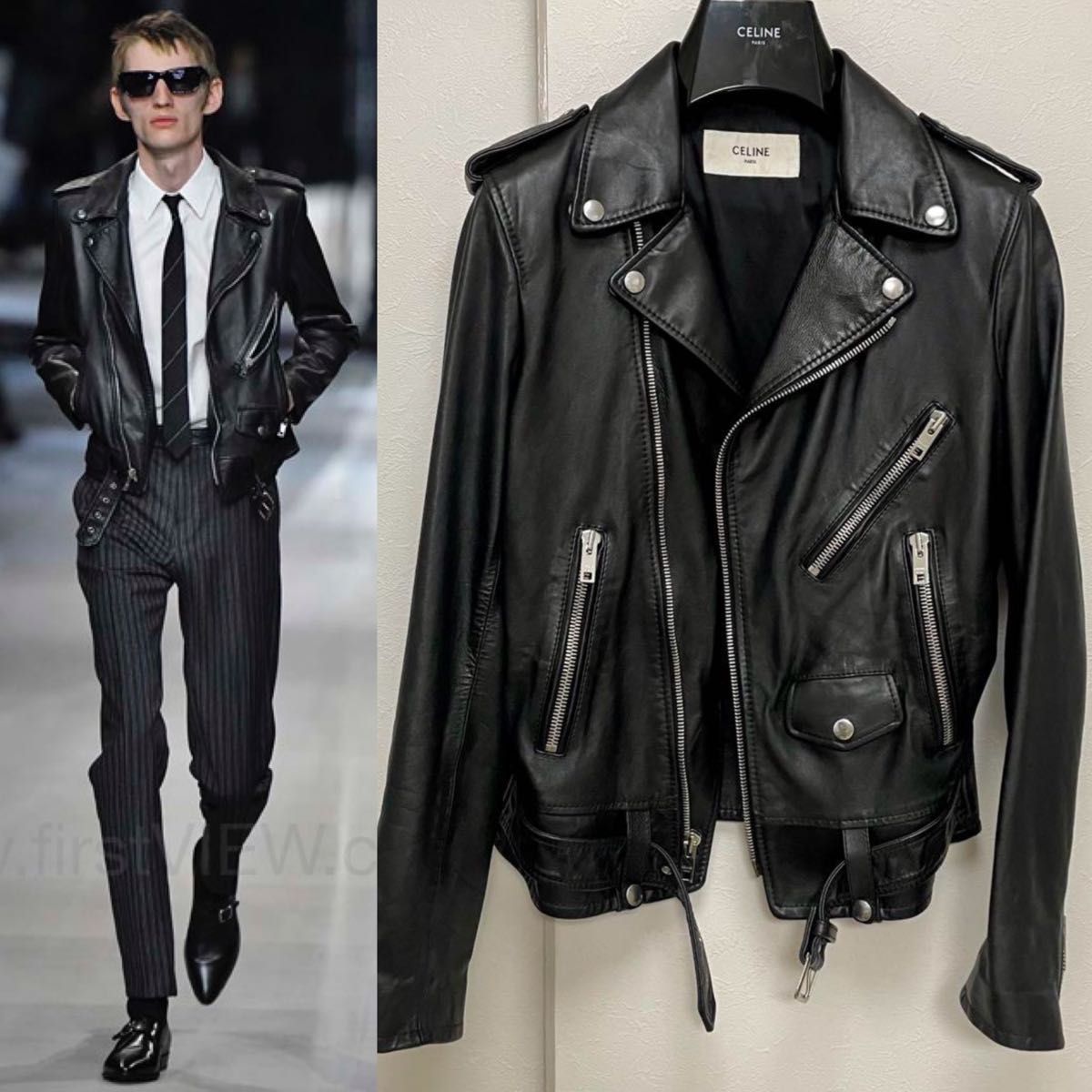 19SS Celine クラシックバイカーレザージャケット レザー 19SS Celine クラシックバイカーレザージャケット レザー