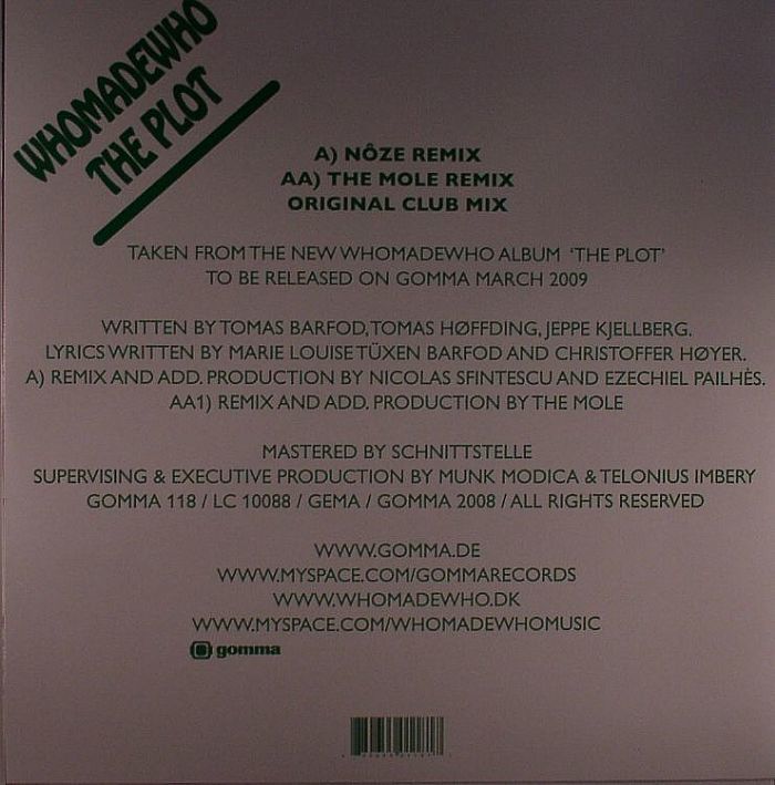 新品未使用 Who Made Who / The Plot -Noze & The Mole Remixes- 12inchレコード　送料無料 (1096)_画像2