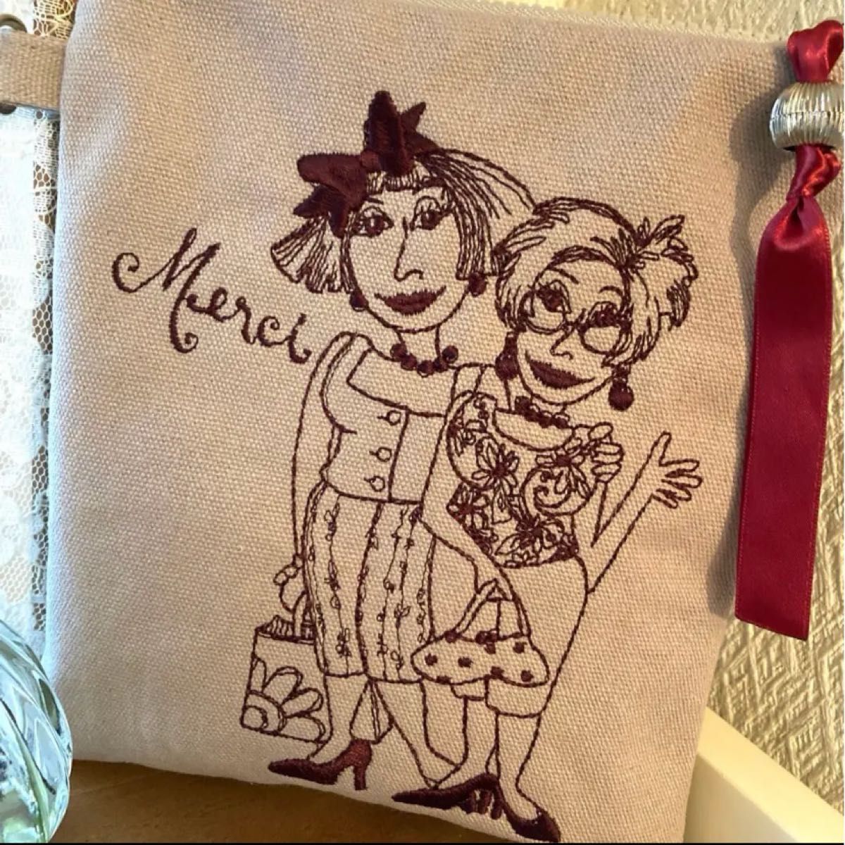 ロラライハリス刺繍 帆布 Dかんつきポーチ スマホショルダー ロラライハリス刺繍 帆布 Dかんつきポーチ スマホショルダー