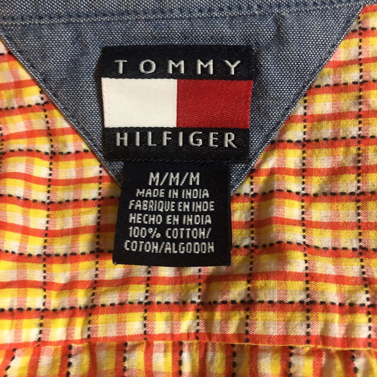 ◆　 TOMMY HILFIGER(トミー・ヒルフィガー）【　半袖シャツ　 】　サイズ：M　オレンジ系チェック柄　◆ _画像5