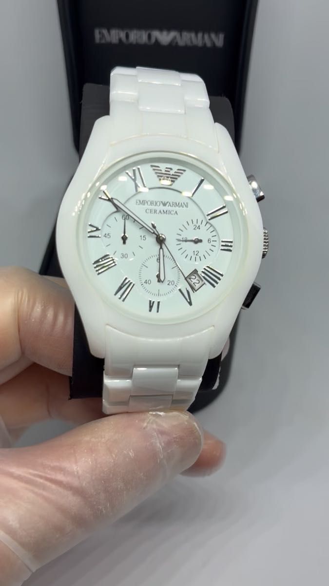EMPORIO ARMANI ★エンポリオアルマーニ☆CERAMICA ☆AR-1403メンズクォーツ【大人気☆美品】クロノグラフ