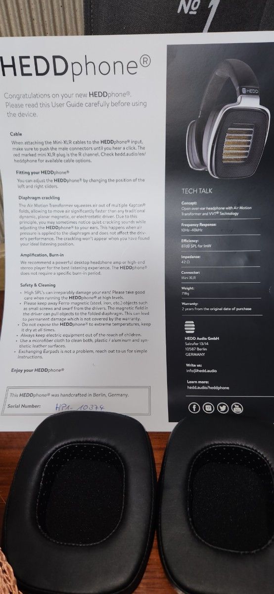 HEDDphone 元箱 予備イヤーパッド社外バランスケーブル付き HEDDphone 元箱 予備イヤーパッド社外バランスケーブル付き