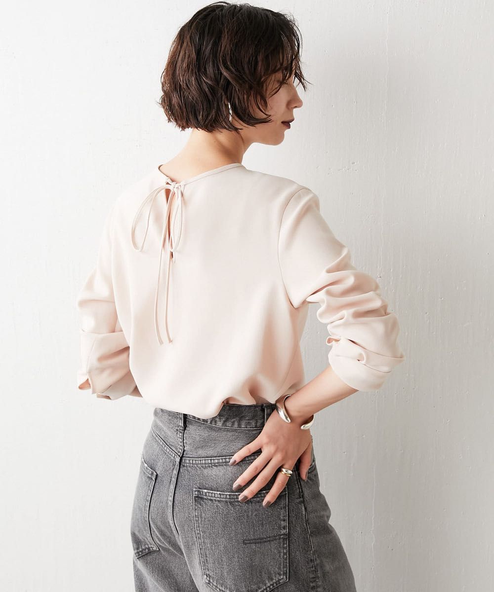 Whim Gazette 美品 ダブルクロスプルオーバー ベビーピンク Whim Gazette 美品 ダブルクロスプルオーバー ベビーピンク