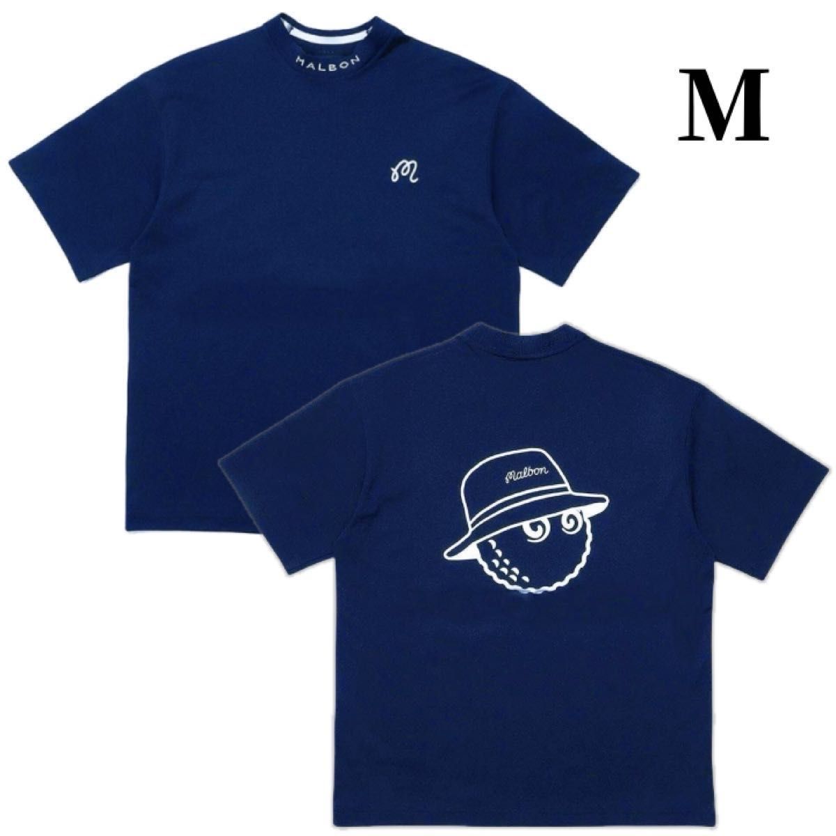 紺色M マルボンゴルフ モックネック Tシャツ 半袖 メンズウェア 紺色M マルボンゴルフ モックネック Tシャツ 半袖 メンズウェア