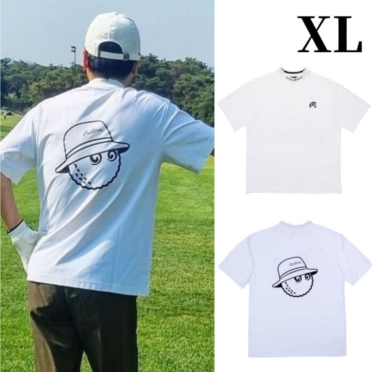 白色XL マルボンゴルフ モックネック Tシャツ 半袖 メンズウェア 白色XL マルボンゴルフ モックネック Tシャツ 半袖 メンズウェア