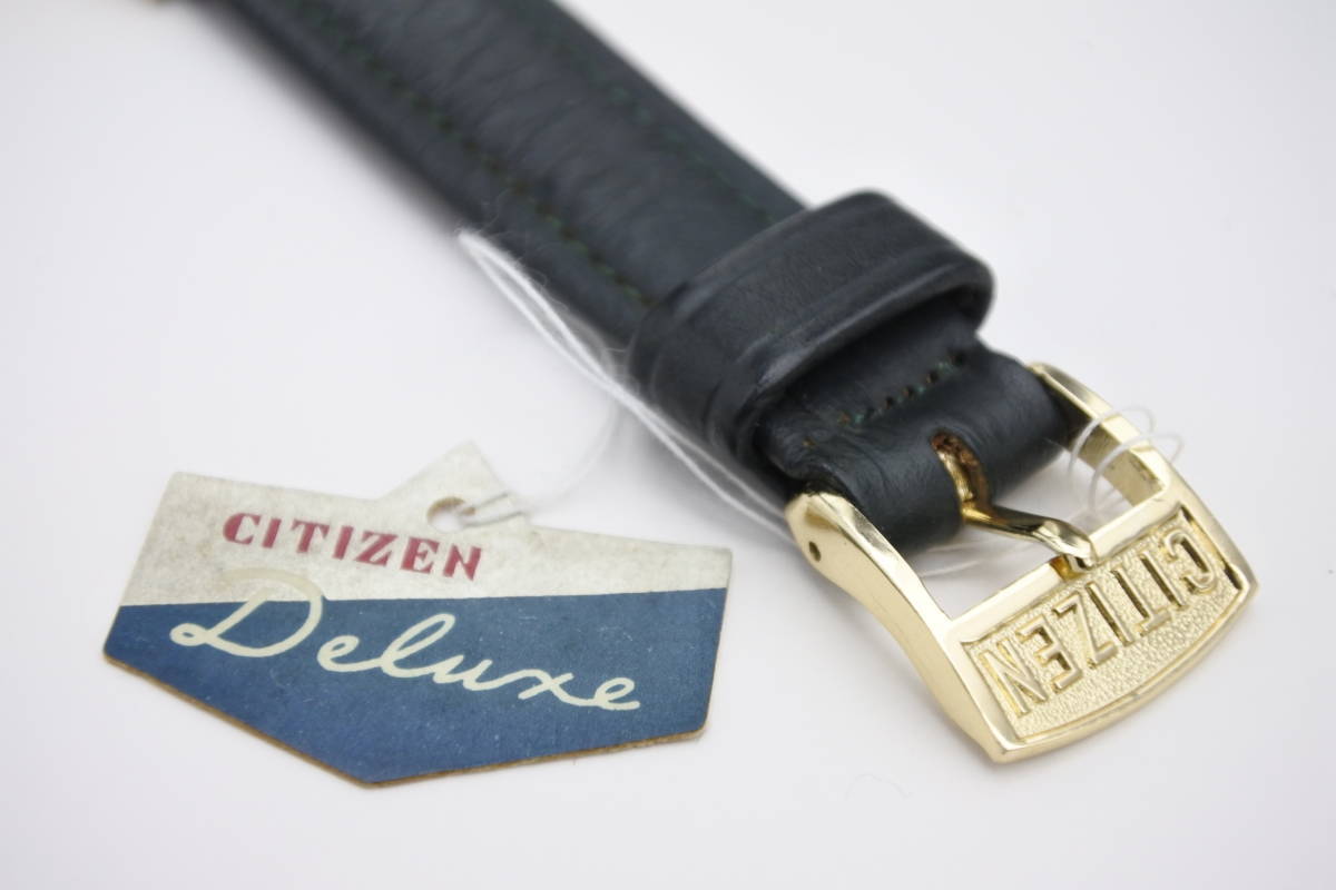 当時日本一薄型国産最高級機種＊１９５０年代頃製CITIZEN DELUXE 19石　PARA SHOCK PHYNOX　手巻紳士腕時計　お洒落黒文字盤　奇跡未使用品_画像8