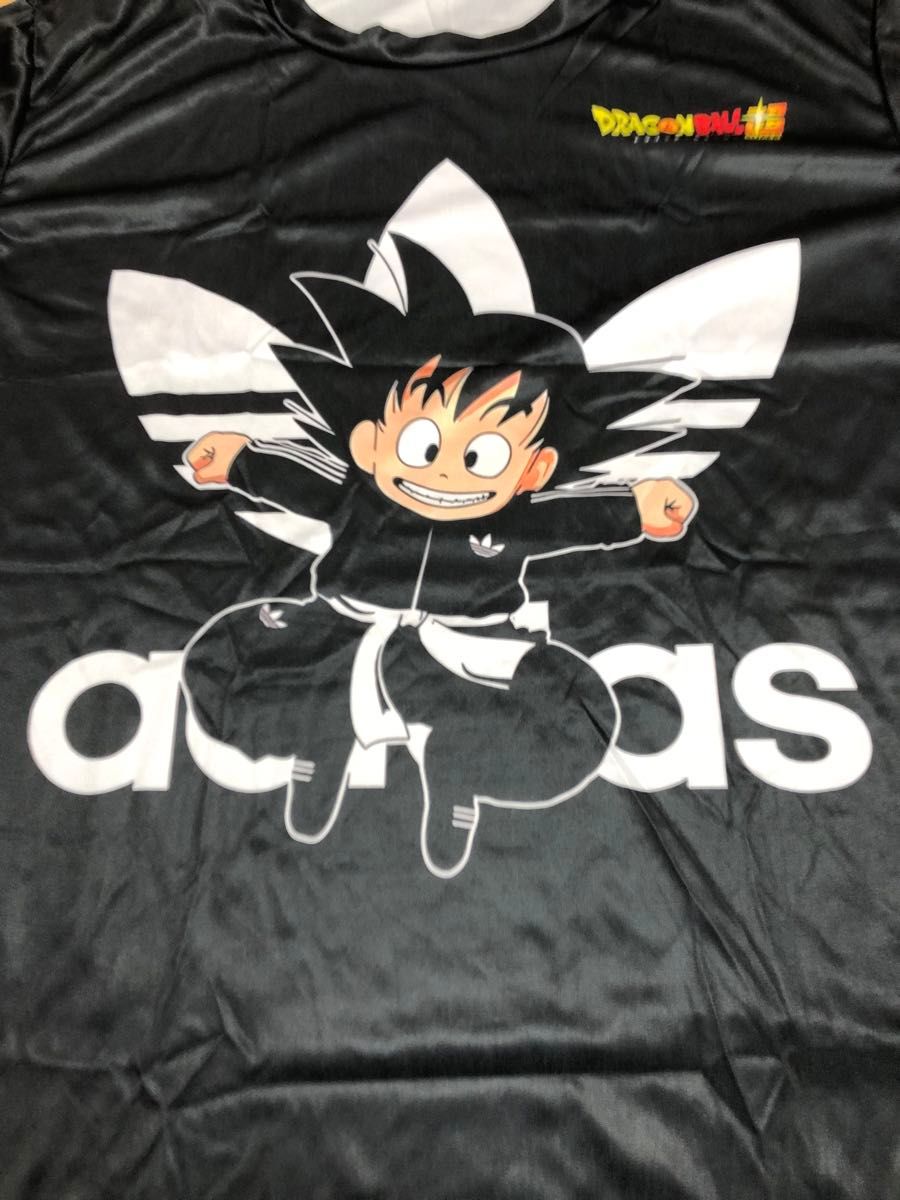 パロディ t シャツ adidas ドラゴンボール超 コラボTシャツ 黒 パロディ t シャツ adidas ドラゴンボール超 コラボTシャツ 黒