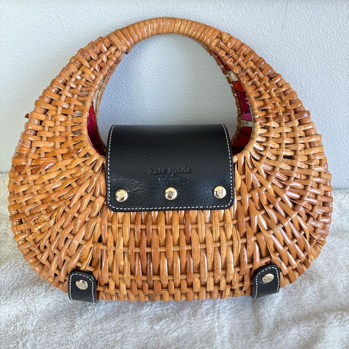Kate spade ケイトスペード かごバッグ ターンロック 保存袋付 Kate spade ケイトスペード かごバッグ ターンロック 保存袋付