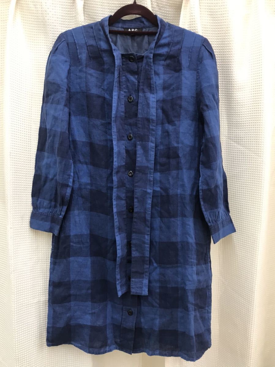 A.P.C A.P.C. shirt One-piece tunic check pattern flax XS