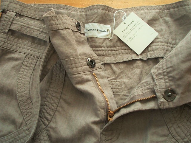  Tsumori Chisato * cotton flax stripe woven shorts * gray ju2