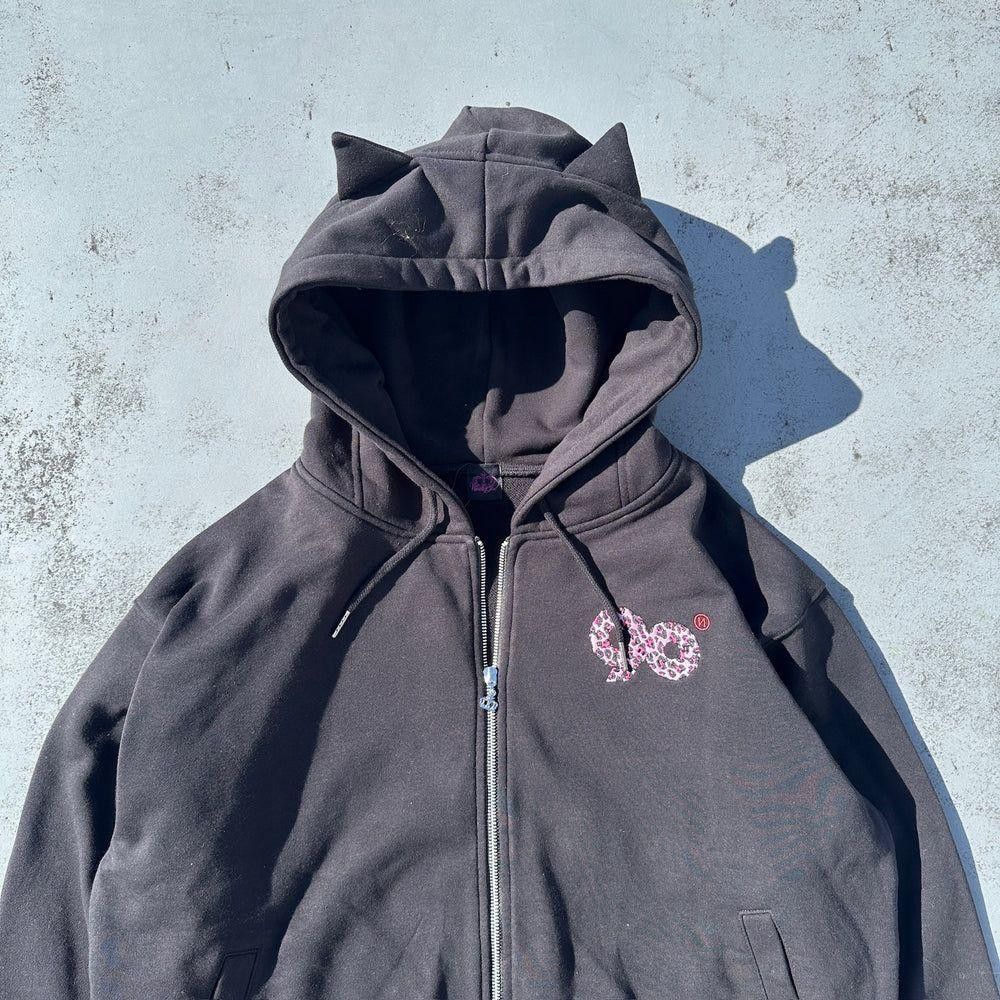 新品 Mサイズ 90 Logo Cat Ear Zip Hoodie 黒ピンク豹柄|Yahoo 新品 Mサイズ 90 Logo Cat Ear Zip Hoodie 黒ピンク豹柄|Yahoo