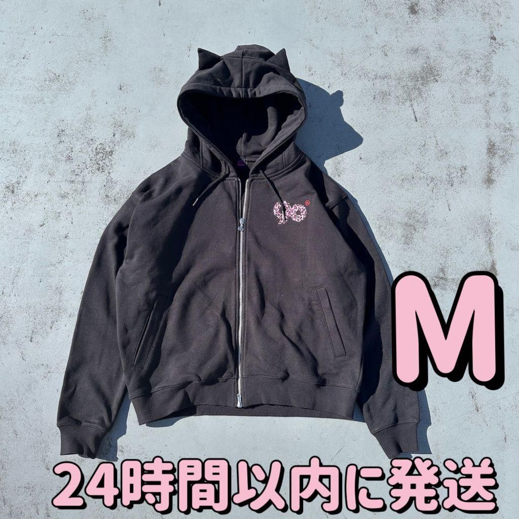 新品 Mサイズ 90 Logo Cat Ear Zip Hoodie 黒ピンク豹柄|Yahoo 新品 Mサイズ 90 Logo Cat Ear Zip Hoodie 黒ピンク豹柄|Yahoo
