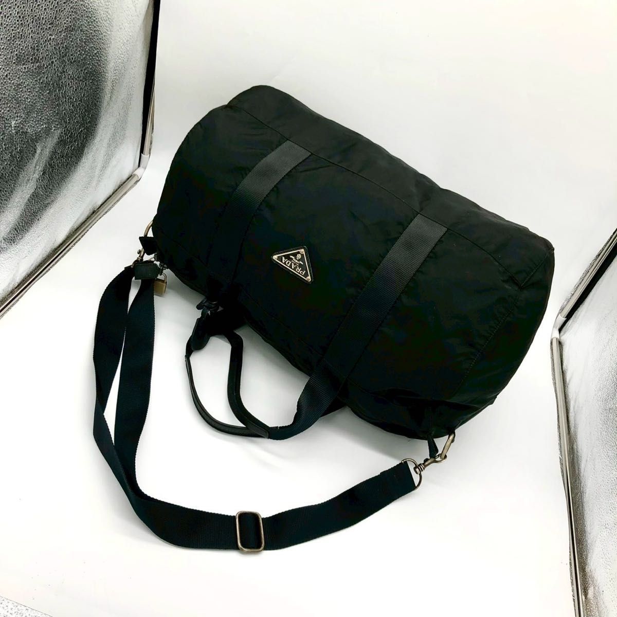 極美品】PRADプラダ 2way ボストンバッグ ショルダーバッグ 極美品】PRADプラダ 2way ボストンバッグ ショルダーバッグ