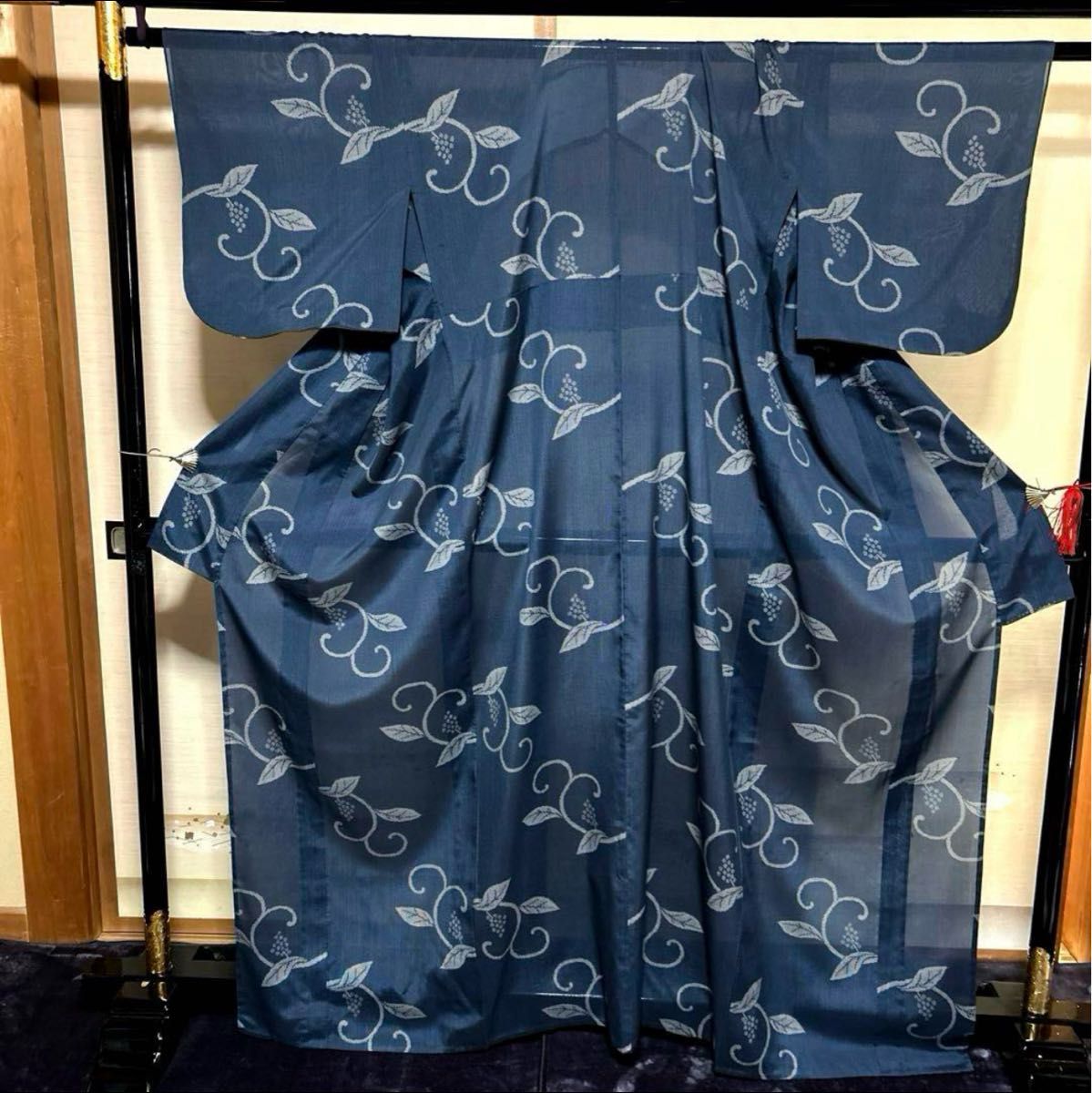 夏紗紬小紋フルセット4点 美品着物+夏正絹羅帯+帯締め+帯揚げ 夏紗紬小紋フルセット4点 美品着物+夏正絹羅帯+帯締め+帯揚げ