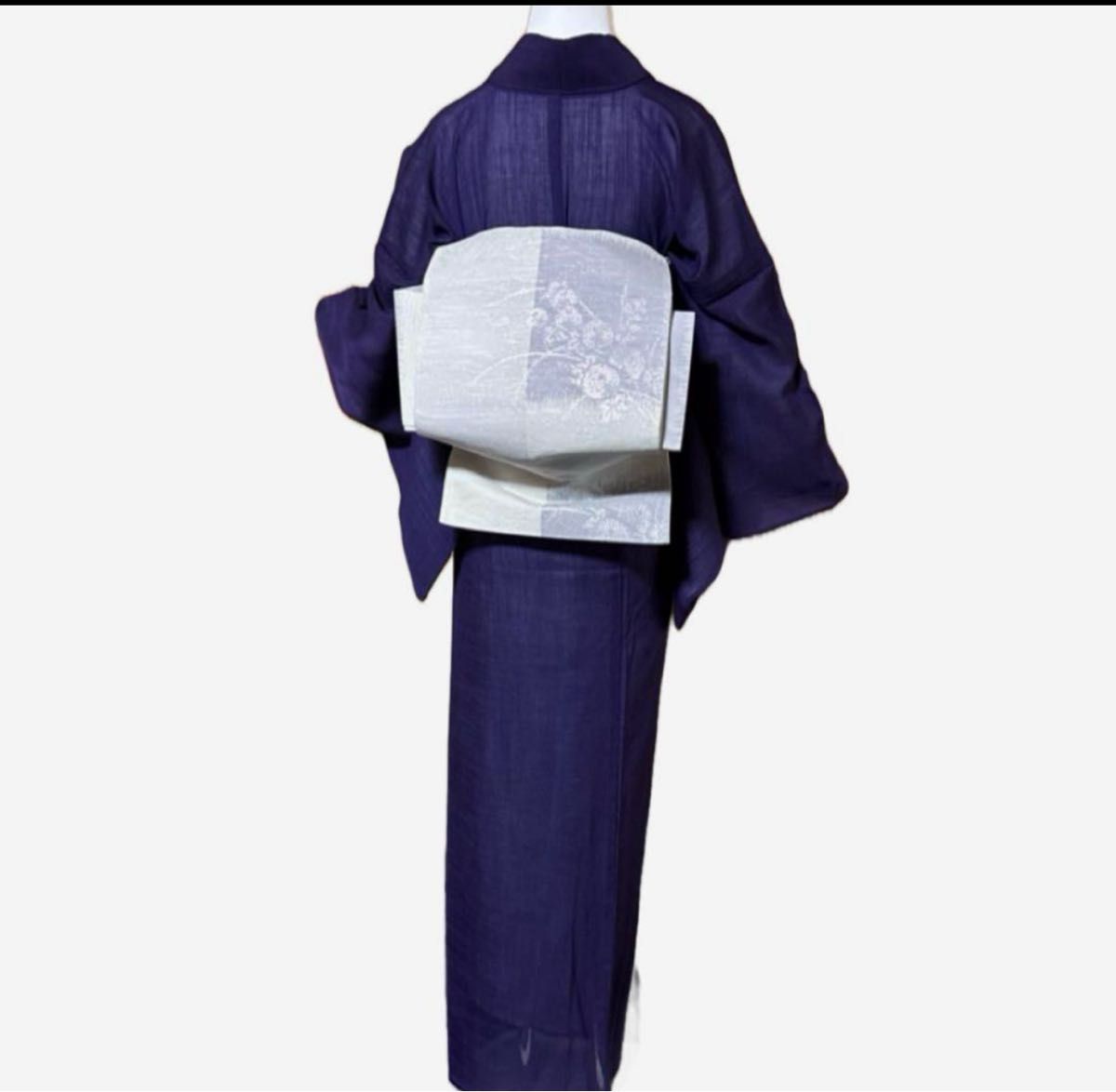 高級化繊紗紬風色無地フルセット4点 美品着物+正絹絽夏帯+夏 高級化繊紗紬風色無地フルセット4点 美品着物+正絹絽夏帯+夏