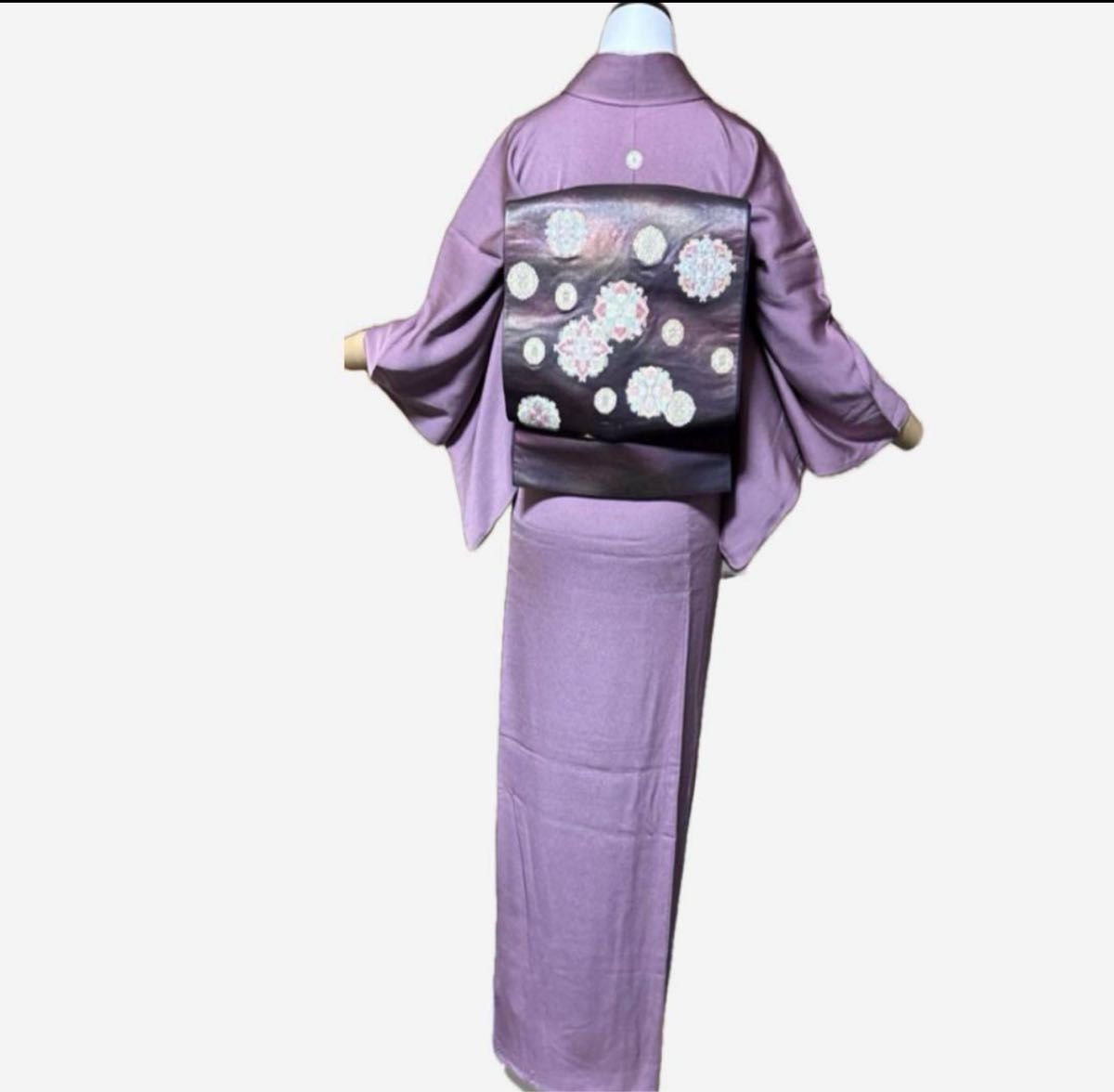 正絹縮緬紋付汕頭刺繍訪問着フルセット4点 美品着物+特選帯+ 正絹縮緬紋付汕頭刺繍訪問着フルセット4点 美品着物+特選帯+