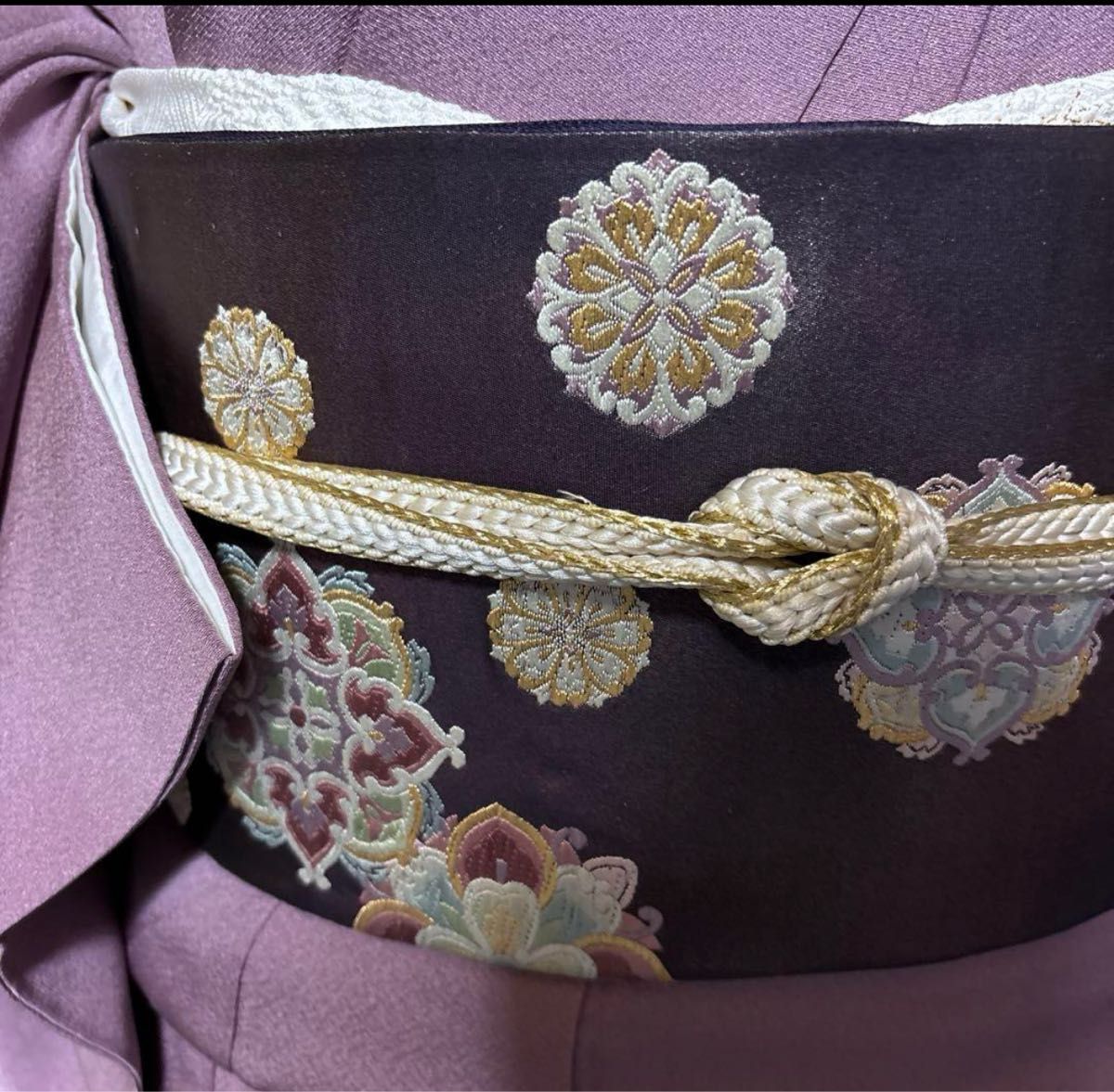 正絹縮緬紋付汕頭刺繍訪問着フルセット4点 美品着物+特選帯+ 正絹縮緬紋付汕頭刺繍訪問着フルセット4点 美品着物+特選帯+