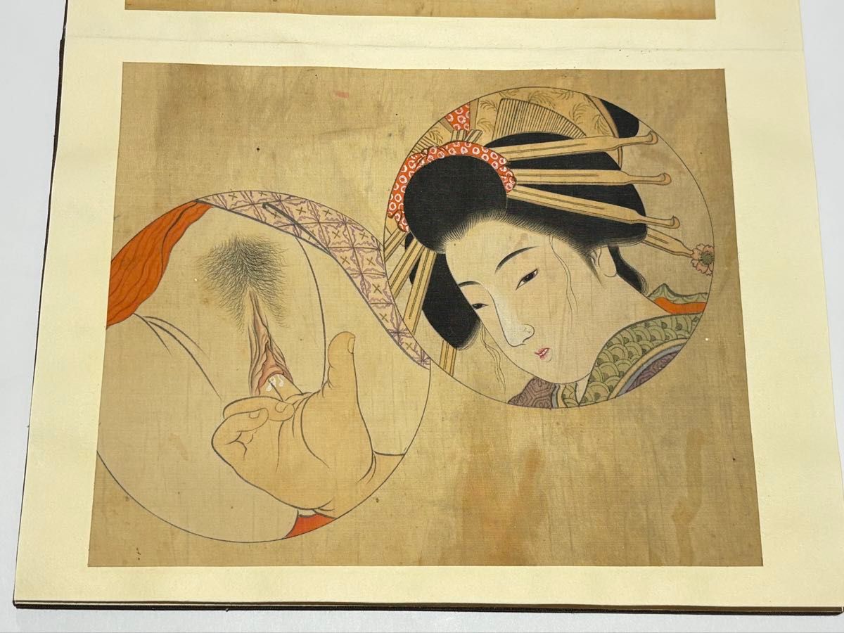 「彩色絹本 春画帖」艶本 明治?大正?頃筆 1帖|和本 わじるし 枕絵 彩色絹本 春画帖」艶本 明治 大正 頃筆 1帖|和本 わじるし 枕絵