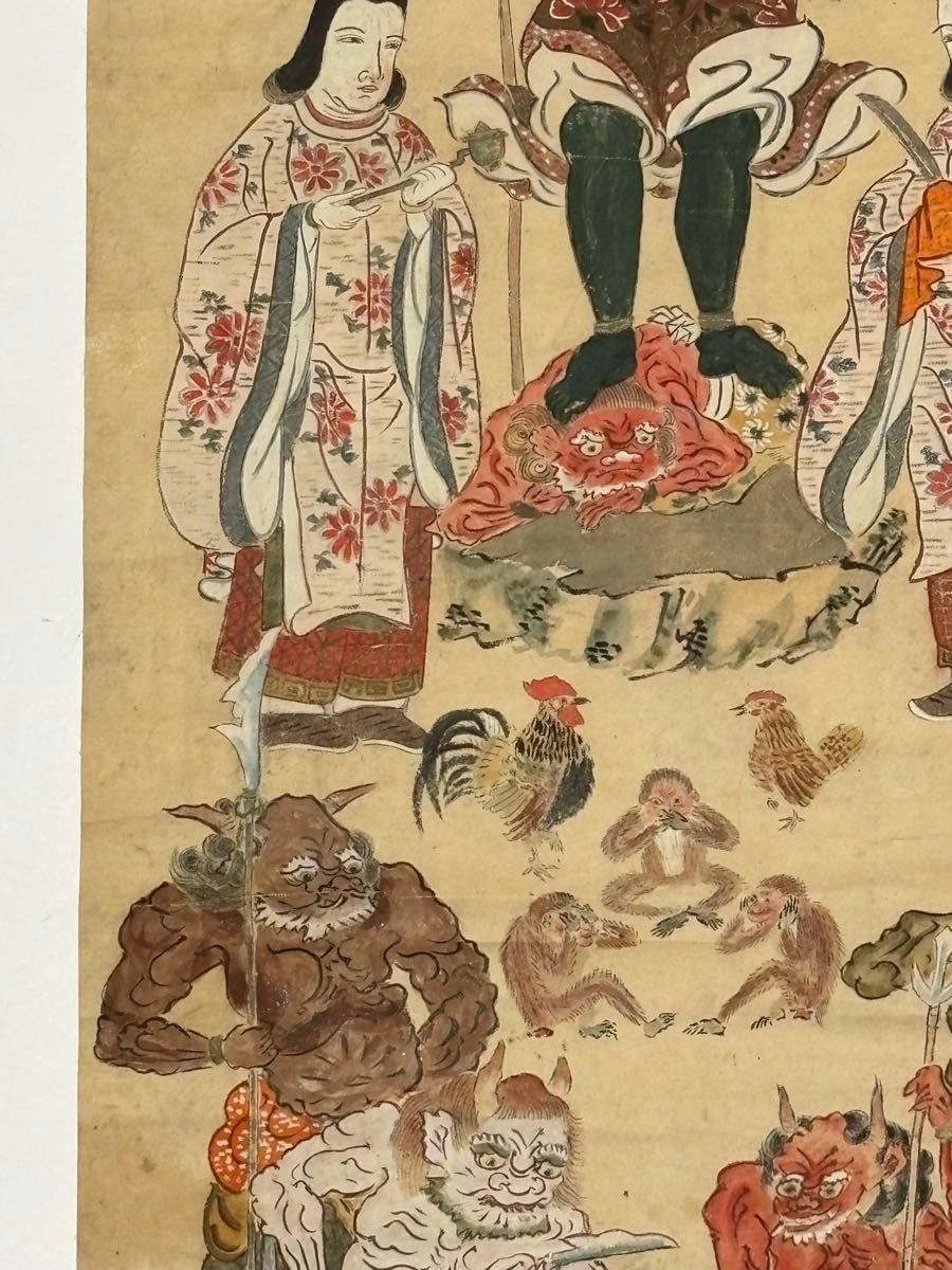 大型彩色木版画 青面金剛像」木版刷 1枚|和本古典籍江戸時代仏教 大型彩色木版画 青面金剛像」木版刷 1枚|和本古典籍江戸時代仏教
