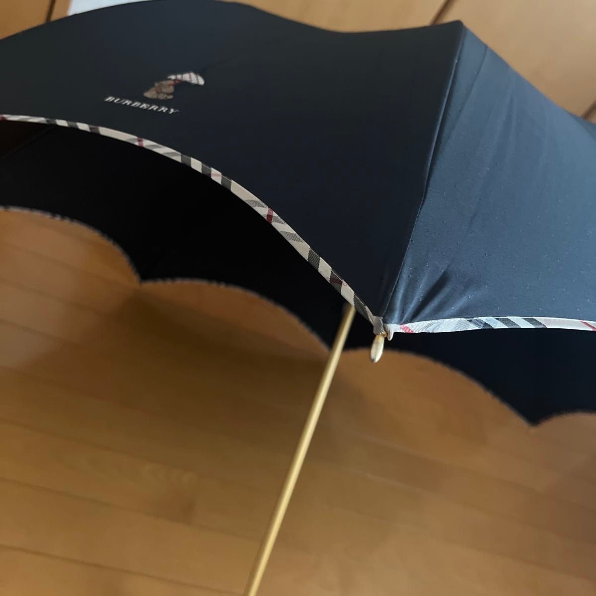 Burberry 傘 長傘 くま テディベア クマ チェック 黒 ブラック Burberry 傘 長傘 くま テディベア クマ チェック 黒 ブラック