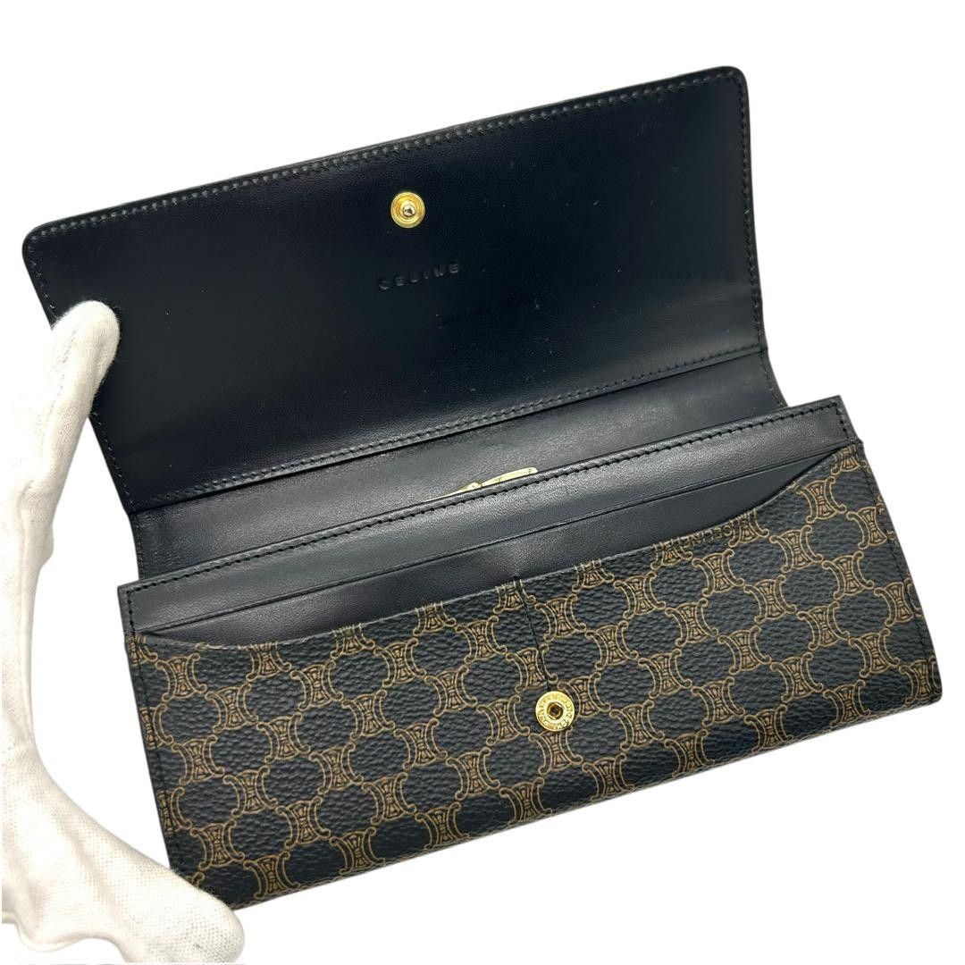 美品 1551 CELINE 長財布 がま口 マカダム ブラック トリオンフ 美品 1551 CELINE 長財布 がま口 マカダム ブラック トリオンフ