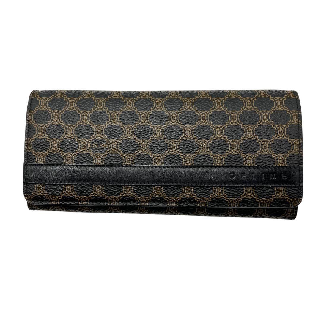 美品 1551 CELINE 長財布 がま口 マカダム ブラック トリオンフ 美品 1551 CELINE 長財布 がま口 マカダム ブラック トリオンフ