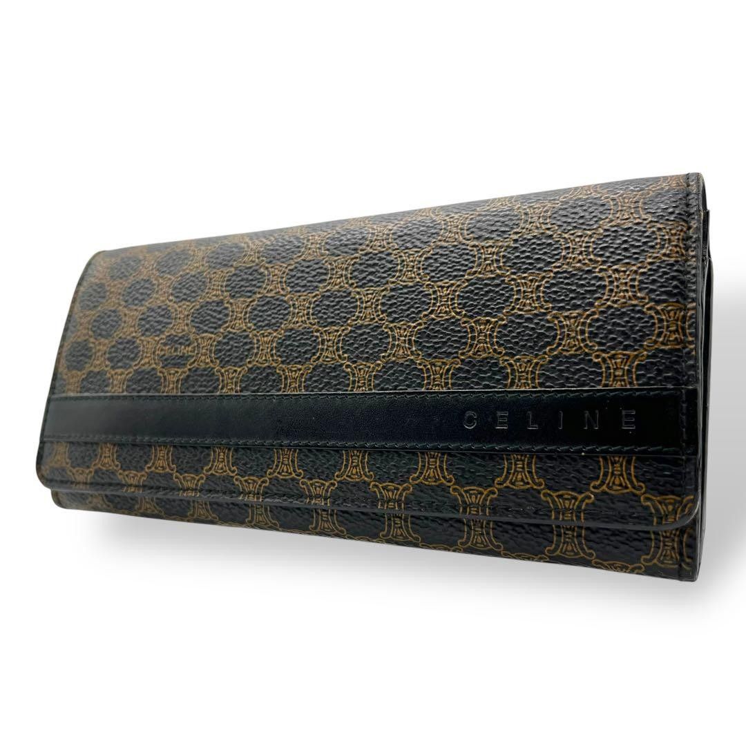美品 1551 CELINE 長財布 がま口 マカダム ブラック トリオンフ 美品 1551 CELINE 長財布 がま口 マカダム ブラック トリオンフ
