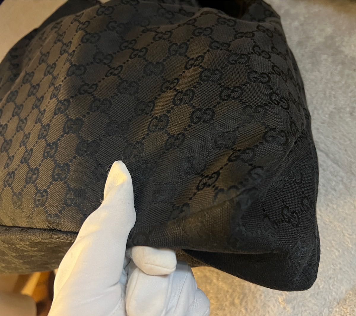 GUCCI ホースビット トートバッグ GGキャンバス ブラック 総柄 GUCCI ホースビット トートバッグ GGキャンバス ブラック 総柄