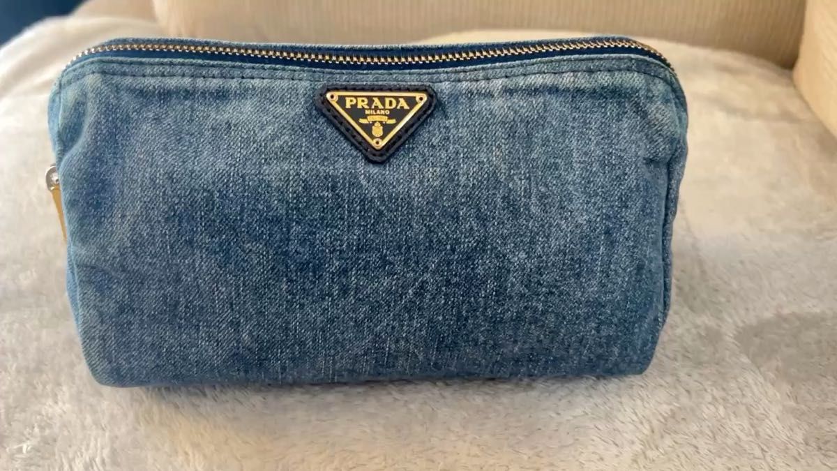PRADA プラダ コスメポーチ デニム ポーチ インディゴブルー バッグ