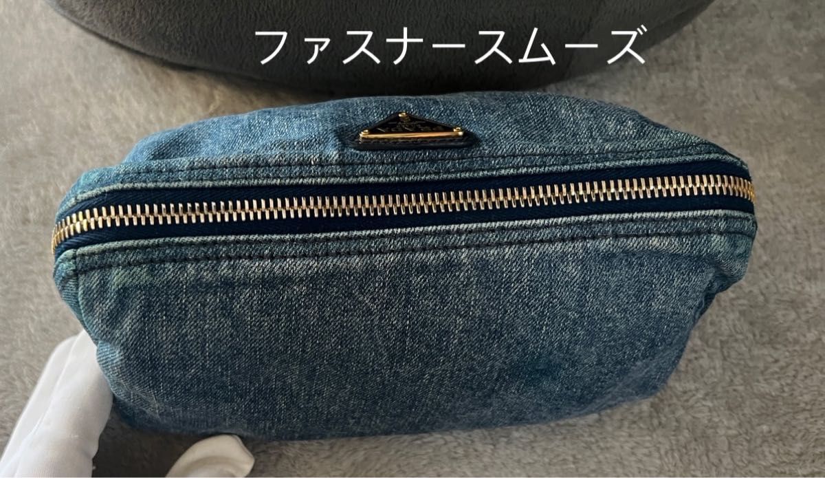PRADA プラダ コスメポーチ デニム ポーチ インディゴブルー PRADA プラダ コスメポーチ デニム ポーチ インディゴブルー
