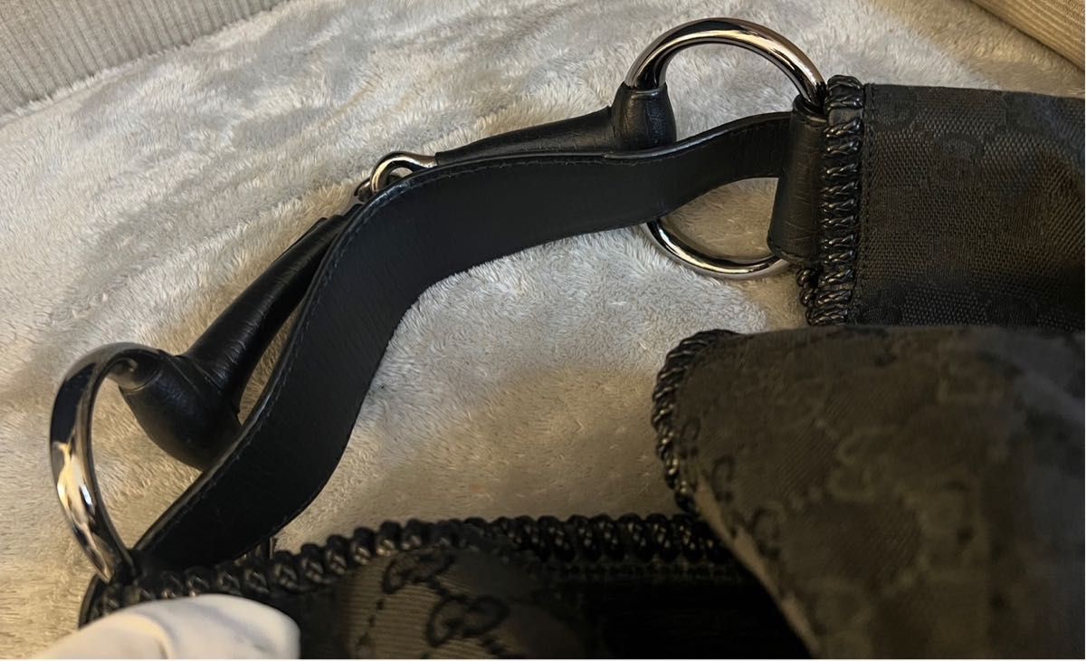 GUCCI ホースビット トートバッグ GGキャンバス ブラック 総柄 GUCCI ホースビット トートバッグ GGキャンバス ブラック 総柄