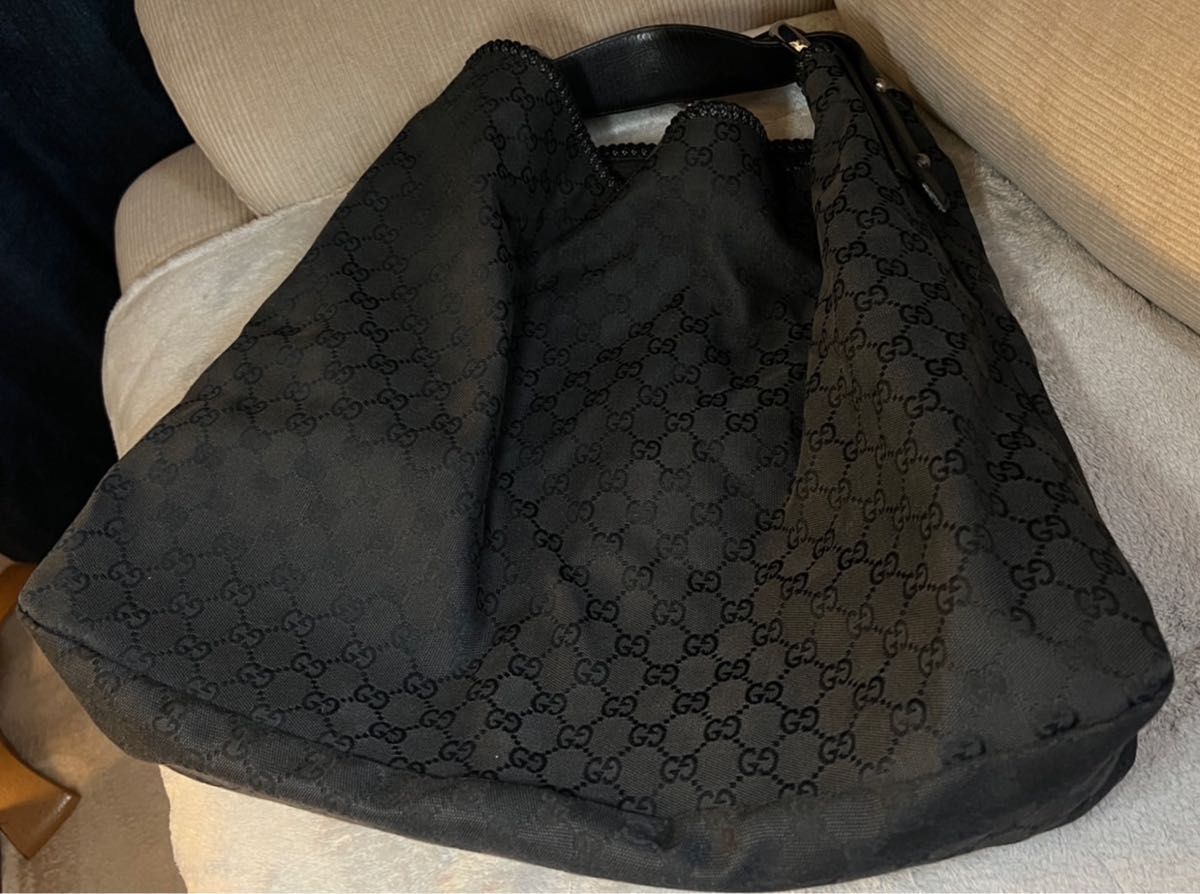 GUCCI ホースビット トートバッグ GGキャンバス ブラック 総柄 GUCCI ホースビット トートバッグ GGキャンバス ブラック 総柄