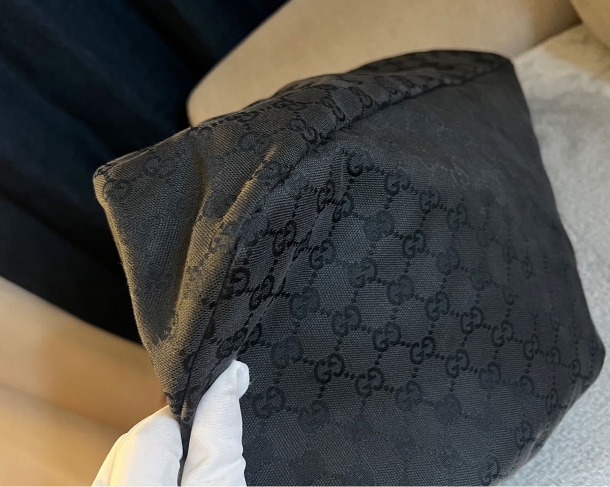 GUCCI ホースビット トートバッグ GGキャンバス ブラック 総柄 GUCCI ホースビット トートバッグ GGキャンバス ブラック 総柄