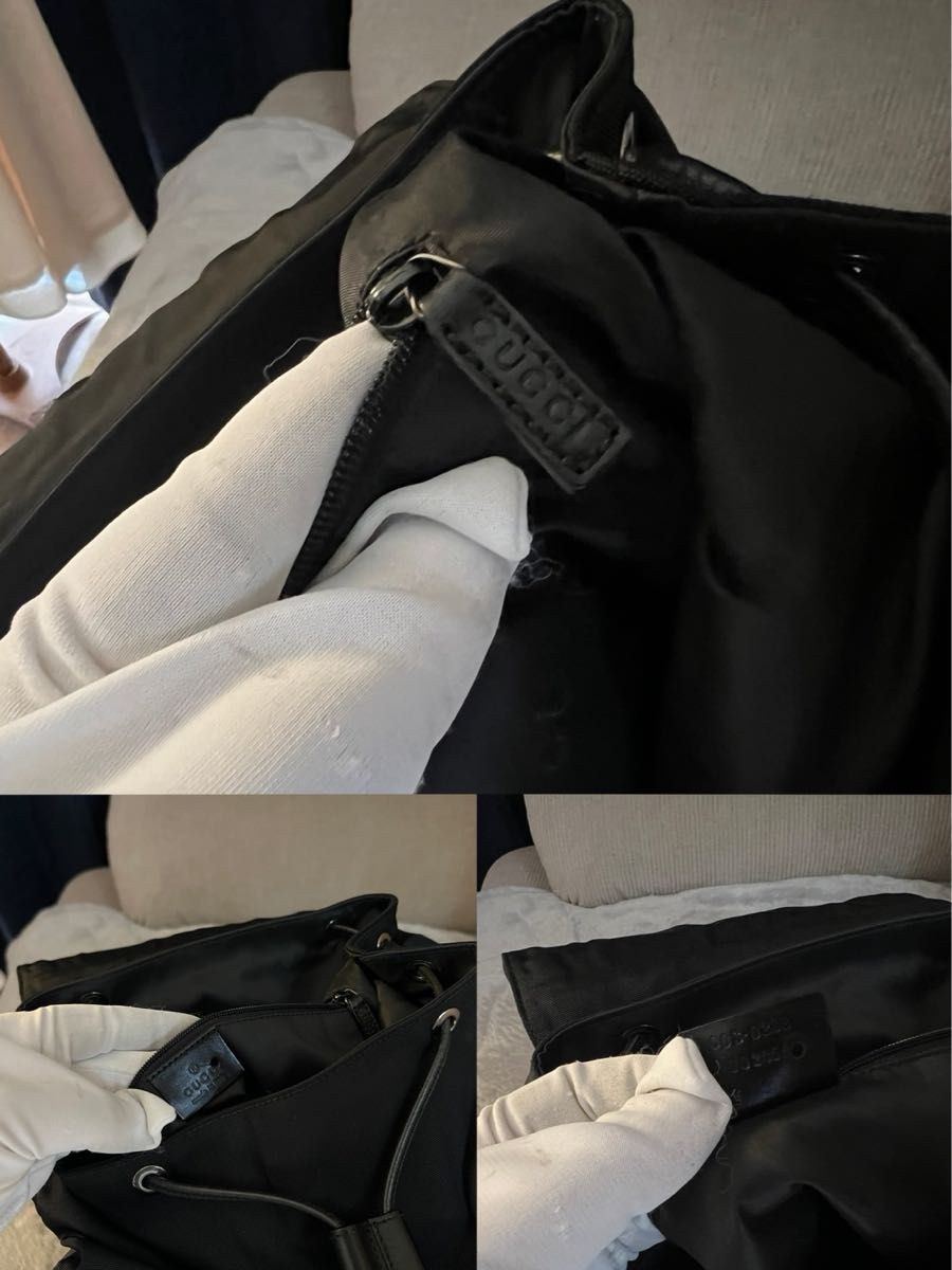 正規品 グッチ リュックサック 巾着 バッグ レザー×キャンバス 正規品 グッチ リュックサック 巾着 バッグ レザー×キャンバス