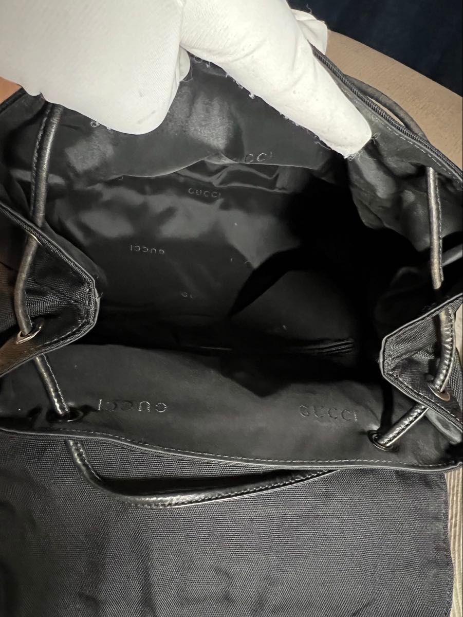 正規品 グッチ リュックサック 巾着 バッグ レザー×キャンバス 正規品 グッチ リュックサック 巾着 バッグ レザー×キャンバス