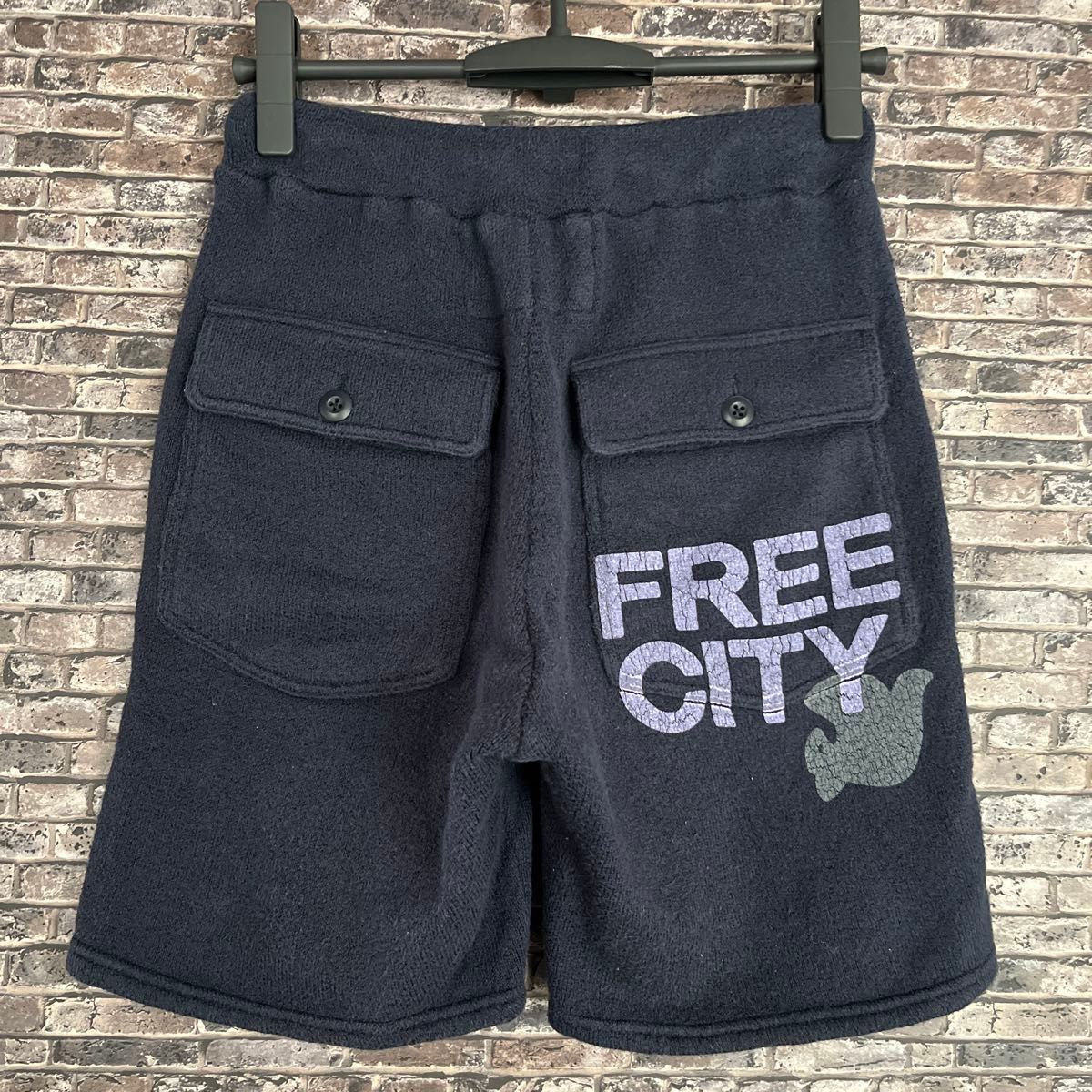 FREECITY ハーフパンツ ショートパンツ ネイビー パイル地 FREECITY ハーフパンツ ショートパンツ ネイビー パイル地