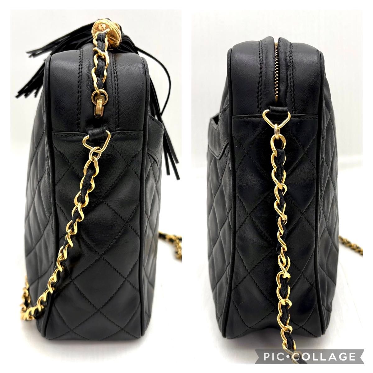 極美品 シャネルCHANELラムスキンココ フリンジ付ショルダー 極美品 シャネルCHANELラムスキンココ フリンジ付ショルダー