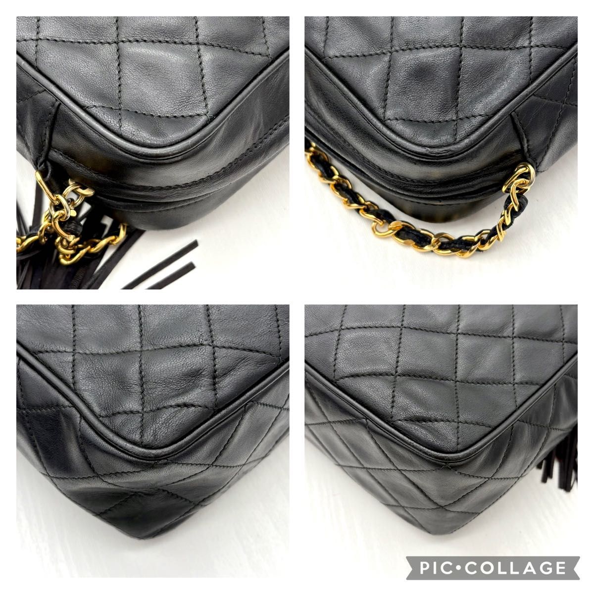 極美品 シャネルCHANELラムスキンココ フリンジ付ショルダー 極美品 シャネルCHANELラムスキンココ フリンジ付ショルダー