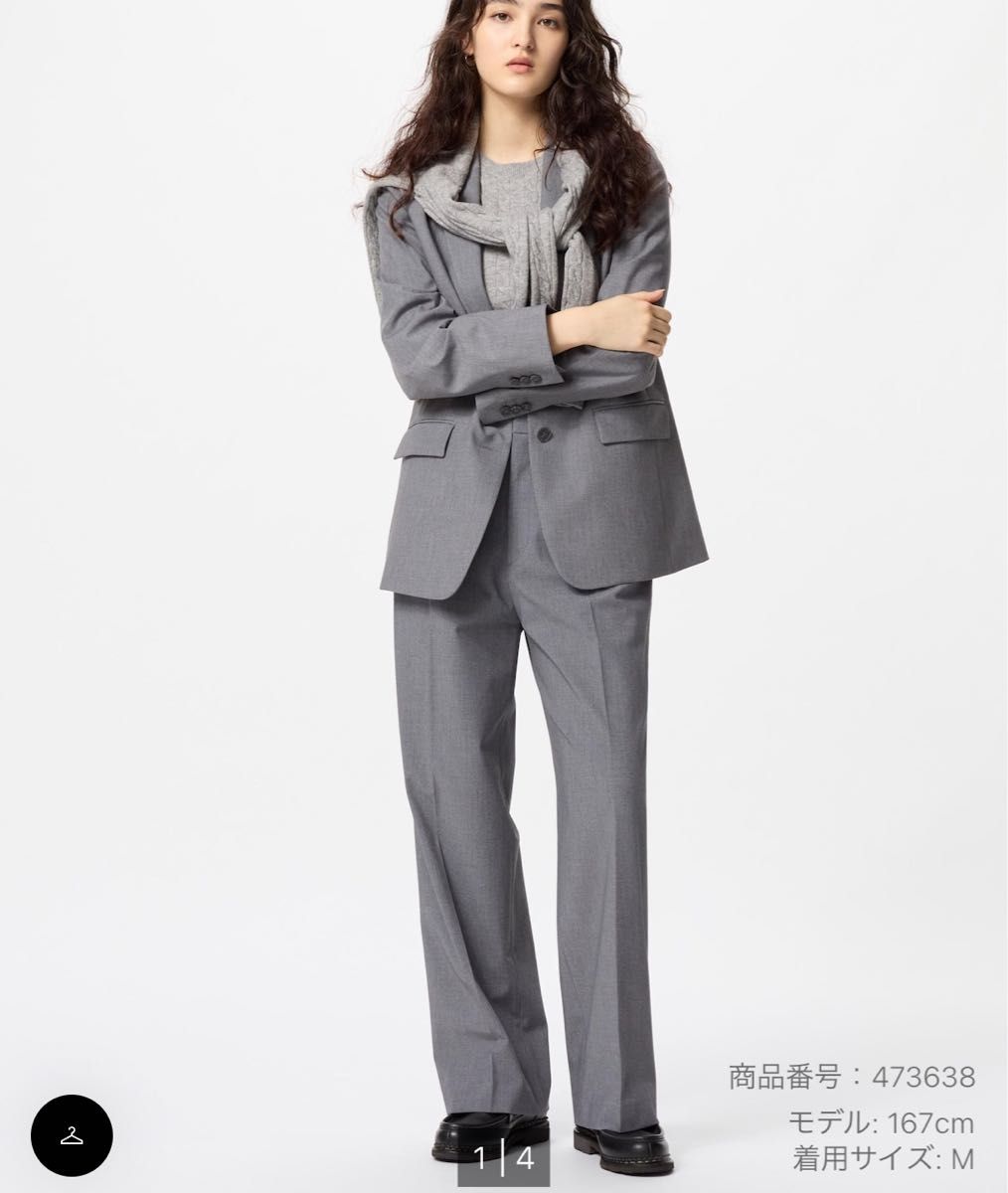 UNIQLO タックワイドパンツ(ワンタック・丈標準)06 GRAY S UNIQLO タックワイドパンツ(ワンタック・丈標準)06 GRAY S