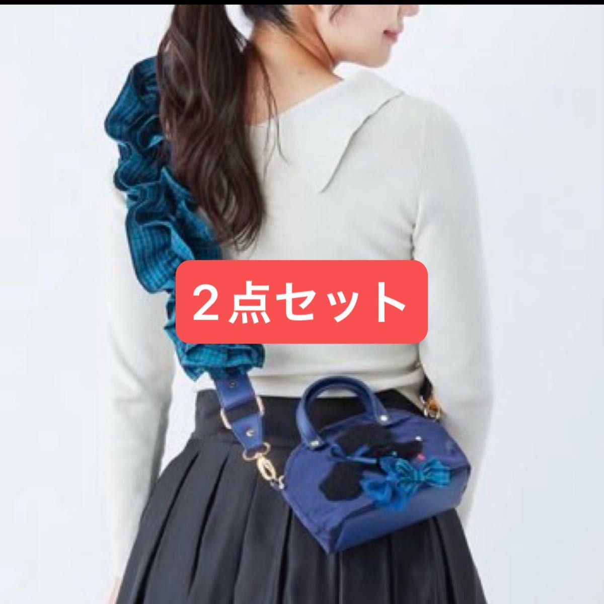 ファミリア Bibiy コラボミニバッグ ストラップ ネイビー ファミリア Bibiy コラボミニバッグ ストラップ ネイビー