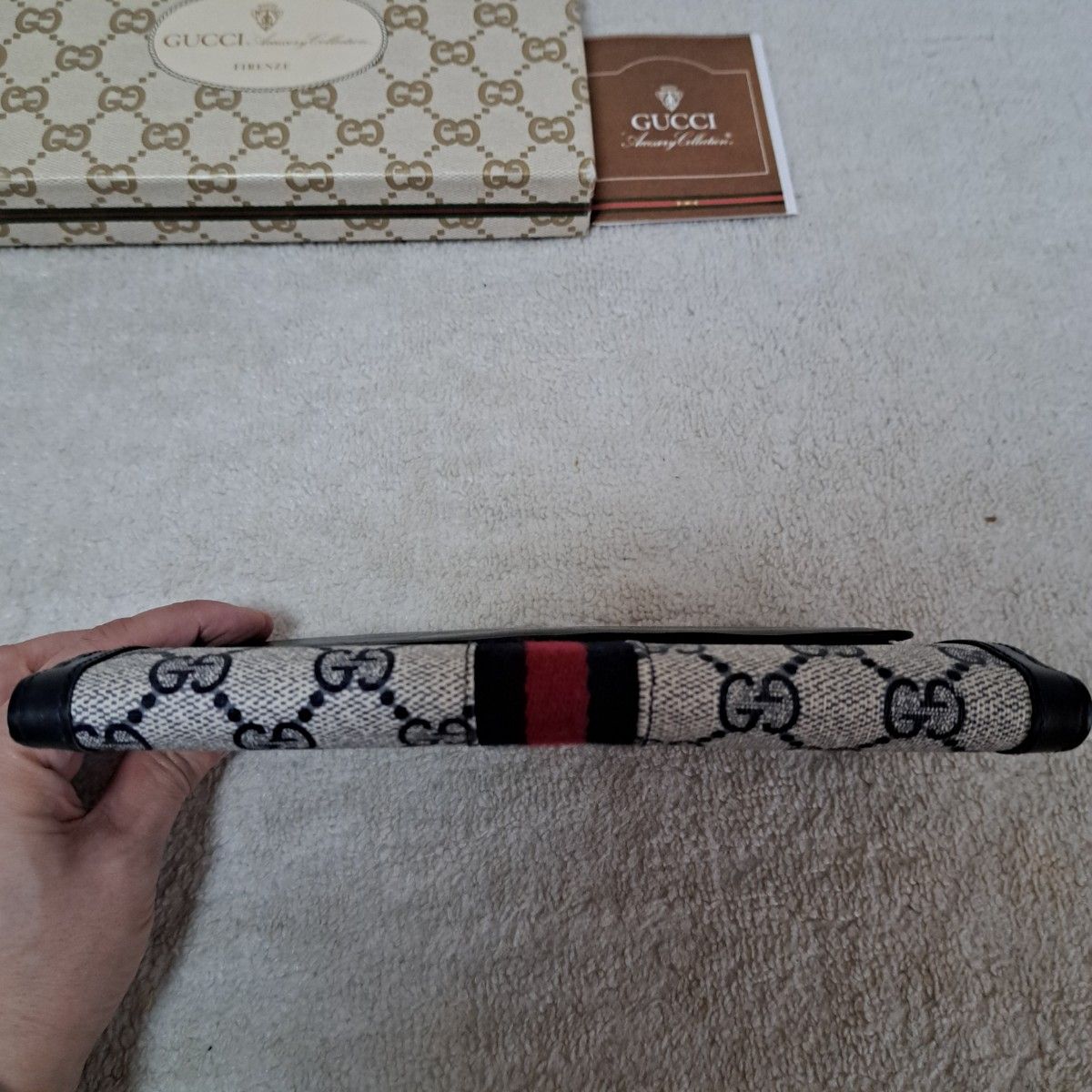GUCCI オールドグッチ GGプラス シェリーライン 長財布 ネイビー GUCCI オールドグッチ GGプラス シェリーライン 長財布 ネイビー